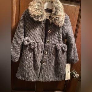 GORGEOUS Girls Dress Coat - American Widgeon - Size 4t - NEW!  Fur Collar